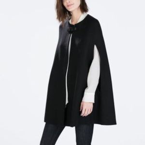 NWT ZARA BLACK WOOL CAPE PONCHO BLAZER JACKET